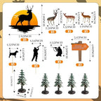 13PCS Deer Hunting Cake Topper Deer Hunter Cake Decoration Set Deer Tree Green Camo Hunting Birthday Decorations for Camo Camping Hunting Birthday Baby Shower Party Supplies