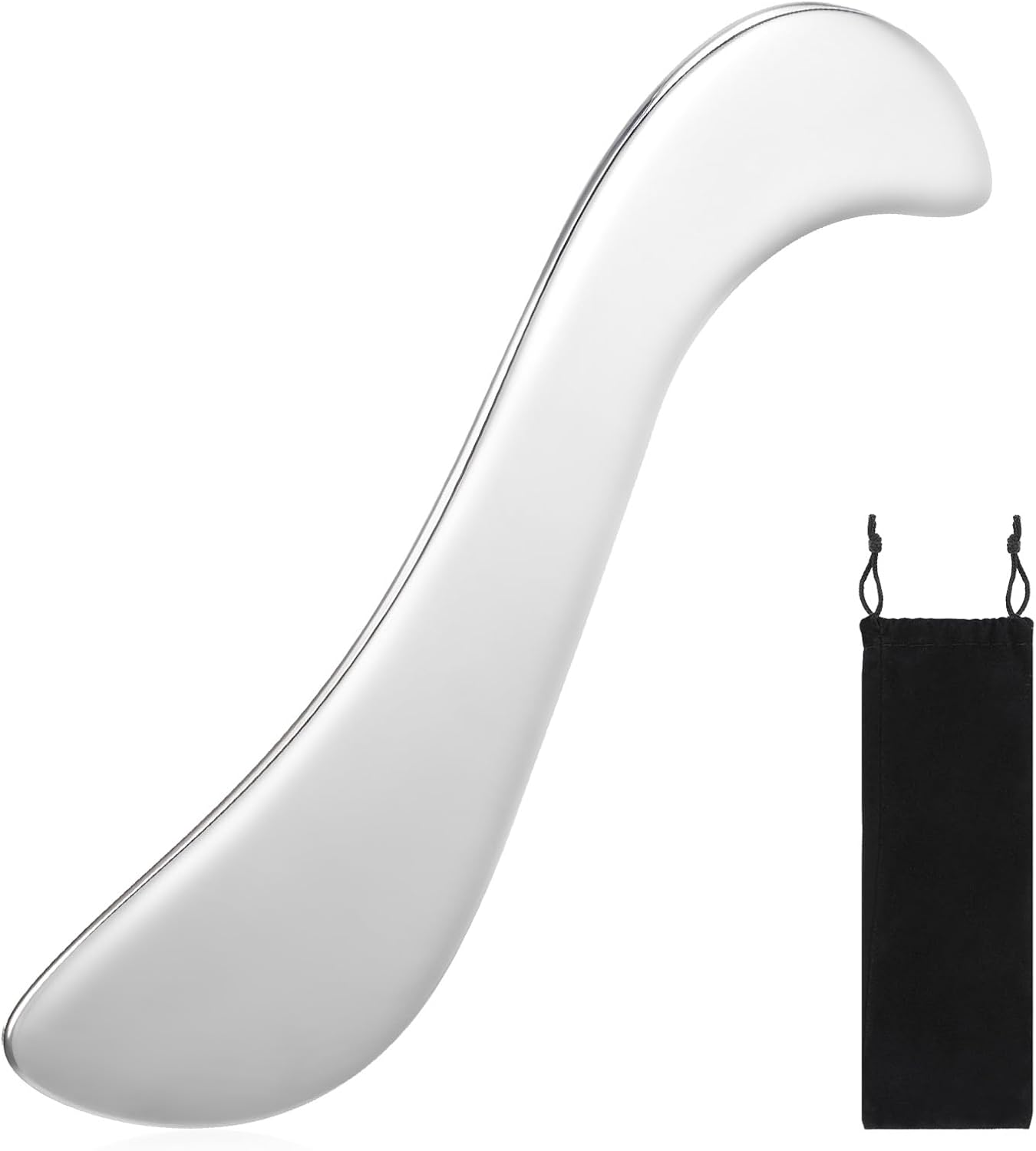 ElevateTech Stainless Steel Gua Sha Muscle Scraper Tool, Metal Muscle Scraping Tools for Physical Therapy and Deep Tissue Massage Body Skin Soft Tissue Massage Tool with Storage Bag, Silver