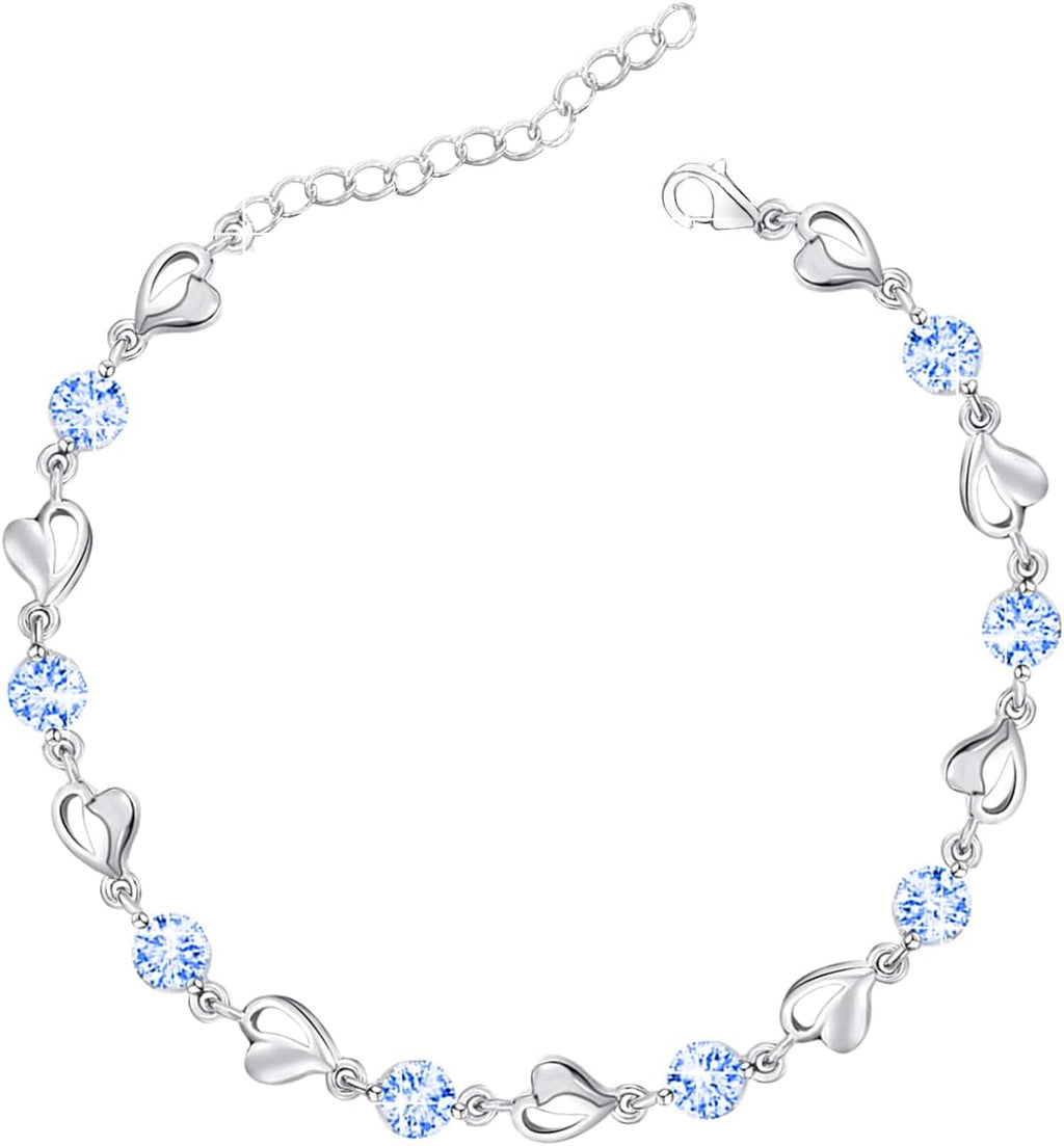 M&Ostyle Silver Bracelet for Women,Bracelet Shiny Crystal Diamond Adjustable Bracelet Mother's Day Jewelry Gift Birthday Christmas Gifts for Women Mom Wife