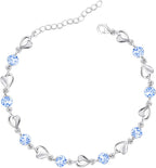 M&Ostyle Silver Bracelet for Women,Bracelet Shiny Crystal Diamond Adjustable Bracelet Mother's Day Jewelry Gift Birthday Christmas Gifts for Women Mom Wife