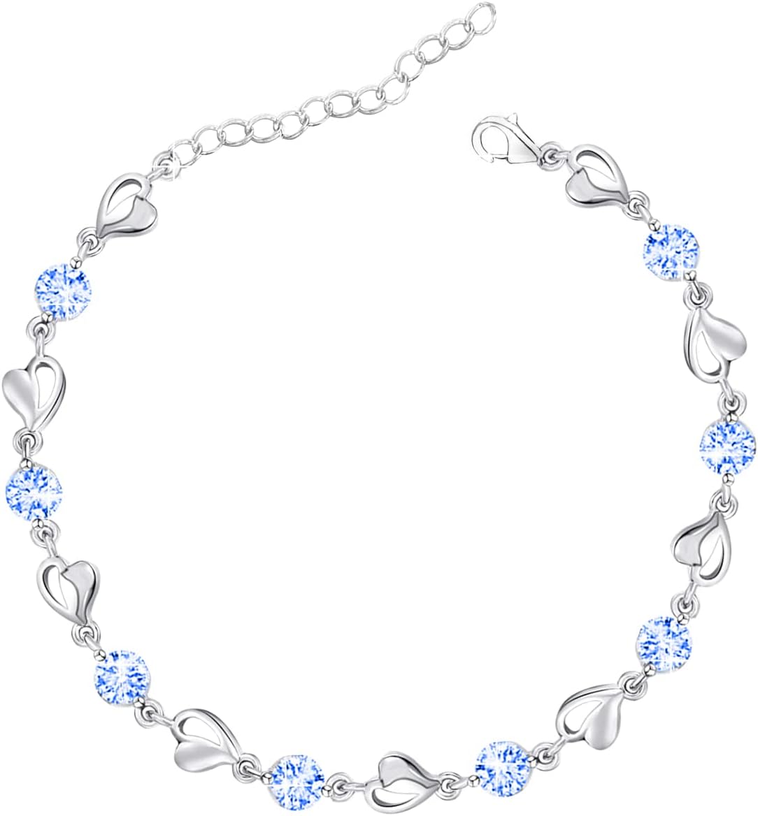 M&Ostyle Silver Bracelet for Women,Bracelet Shiny Crystal Diamond Adjustable Bracelet Mother's Day Jewelry Gift Birthday Christmas Gifts for Women Mom Wife