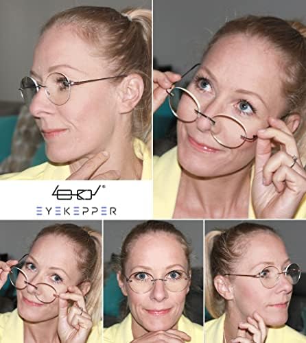 Eyekepper Frameless Progressive Glasses Multifocus Readers Blue light Filter Round Retro Reading Eyeglasses Men Women
