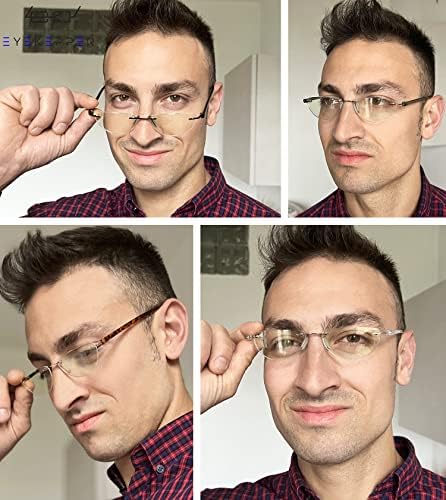 Eyekepper 4-pack Rimless Reading Glasses Blue Light Blocking Women Men Half Moon Readers +0.75