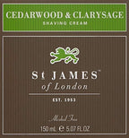 St James of London Cedarwood & Clarysage Shave Cream Jar, 5.07oz