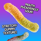 Rotten Sour Gummy Worms - Low Sugar, Low Calorie, 7g Gut-Friendly Prebiotic Fiber and 3g Protein, Gluten Free Candy - 1.8 oz - 8-Pack