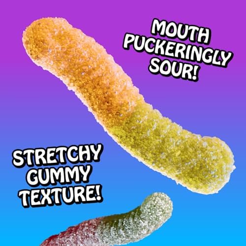 Rotten Sour Gummy Worms - Low Sugar, Low Calorie, 7g Gut-Friendly Prebiotic Fiber and 3g Protein, Gluten Free Candy - 1.8 oz - 8-Pack