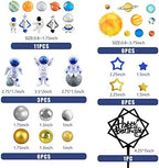 40PCS Astronaut Cake Toppers - Outer Space Astronaut Figurine Meteorite Planet Rocket Stars and Gold Silver Ball Space Theme Cake Decorations