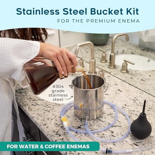 Premium Enema Stainless Steel Enema Kit for Colon Cleanse - 2 Quart Bucket with 6.75 Foot Hose, 7 Tips for Men and Women