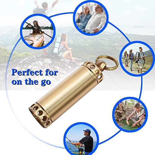 Pill Holder Keychain Container,Portable Mini Brass Waterproof Pill Box for Purse Pocket,Small Pill Case for Outdoor Travel Camping Daily Use