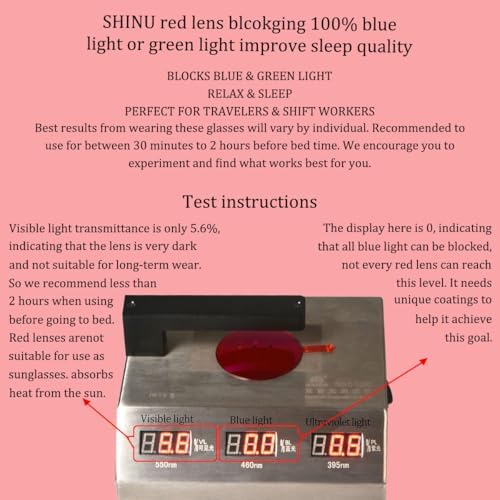 SHINU Red Lenses Glasses Men Orange Lens Glasses Women Blue Light Filter Better Sleep Rest Glasses Z3001