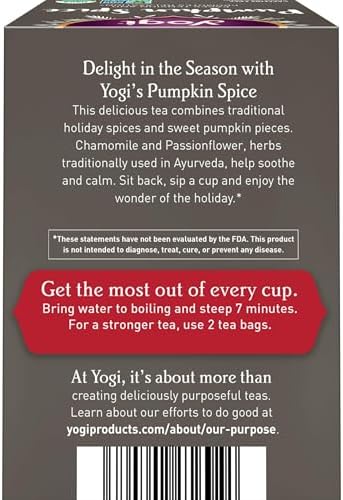Yogi Tea Pumpkin Spice Tea - 16 Tea Bags per Pack (4 Packs) - Limited Edition Organic Pumpkin Spice Tea Bags - Perfect for the Holidays - Includes Cinnamon Bark, Cardamom Pod, Nutmeg Kernel & More
