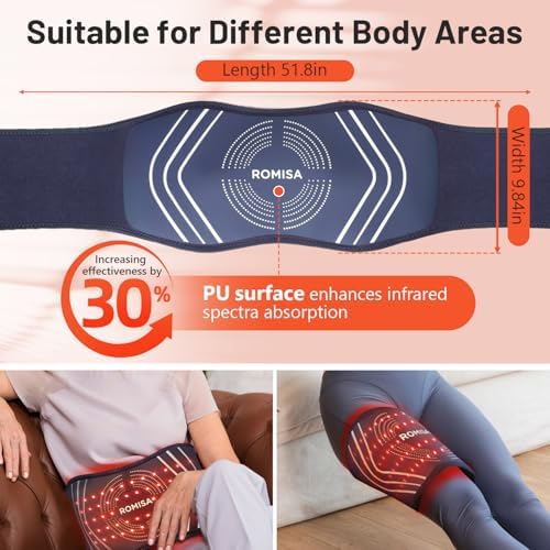 Cordless Red Light Therapy Belt & Back Massager for Relief, Infrared Light Therapy Vibration Rechargeable, Red Light Therapy Device for Body Massage for Back Waist.