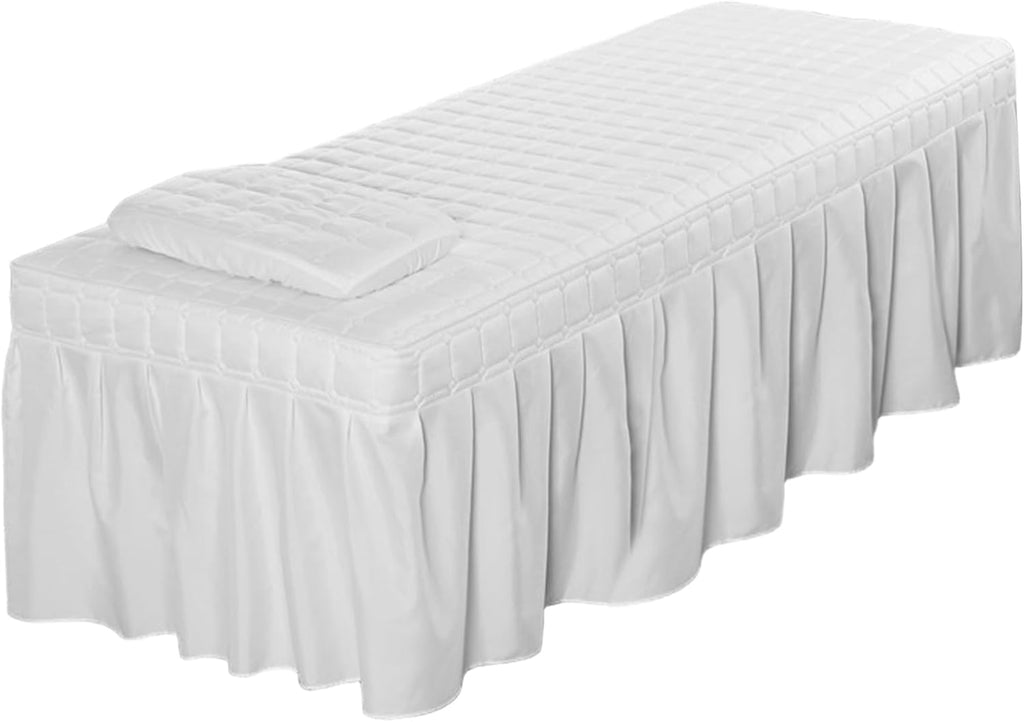Massage Bed Cover with Pillowcase 73x28 Inch Massage Table Cover with Hole & Pocket Comfort Reusable Table Sheets for Spa, Beauty, Tattoo..