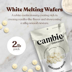 Merckens White Melting Chocolate - 2 Pounds of Premium Quality White Chocolate Flavored Melting Wafers to make Dubai Chocolate Bar, Cake Pops, Cocoa Bombs, & Homemade Desserts