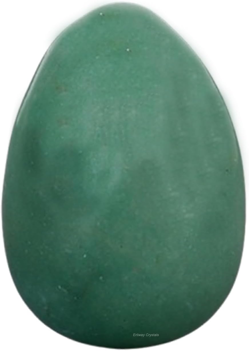 Erliway 1.8 x 1.4" Green Aventurine Crystal Eggs for Easter Day, 1 PC Natural Chakra Healing Crystal Egg Gift, Polished Pocket Palm Worry Crystals Gemstone for Reiki Meditation Anxiety Relief Décor
