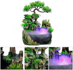 11-Inch Tabletop LED Waterfall Fountain with Atomizer – Quiet Resin Rockery Mist Humidifier for Bedroom, Office, Meditation or Gift Décor