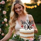 Sleyberoy Glitter We Still Do Cake Topper,for Bridal Shower, Mr & Mrs Anniversary, Wedding Remembrance, Retirement, and Vow Renewal Party Decor(Black)
