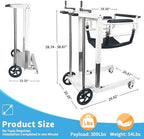 Portable Folding Patient Lift Transfer Chair for Home Use, Self-Operated Mobility Aid for Seniors, Bathroom Wheelchair with Adjustable Height, Alloy Steel, White, No Caregiver Needed