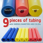 Foam Grip Tubing for Utensils - 9 PC 8" Handles - Foam Tubing for Handle Grip - Cut to Length - Adaptive Utensils Grip - Elderly, Disabled, Handicapped, Dexterity