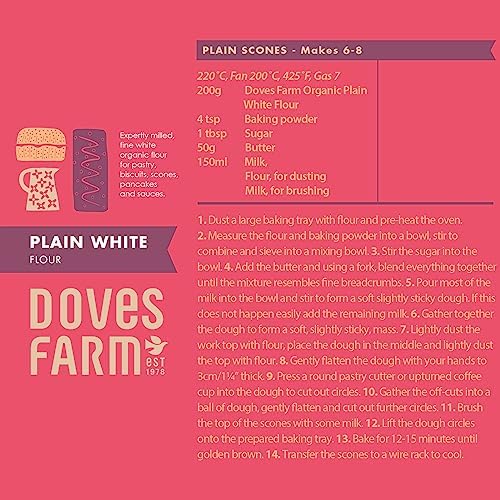 Doves Farm Organic Plain White Flour | 1Kg | Premium Quality for Tasty Bakes | Certified Organic | Unbleached & Versatile for All Your Baking & Cooking Needs