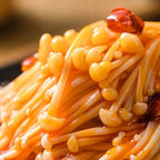 Snack Food Gifts Latiao Spicy Enoki Mushroom - Spicy Red Oil Enoki Mushroom Spicy Strip Series Ready-to-Eat Pickled Vegetables, Snack Food Chili Sauce Hot Crispy Mushroom 440 G 15.5oz