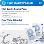 Dry & Dry 2 Gram [200 Packets] Silica Gel Packets Desiccants, Silica Packets - Rechargeable Moisture Absorbers for Food Storage, Electronics, 3D Filament & Safes