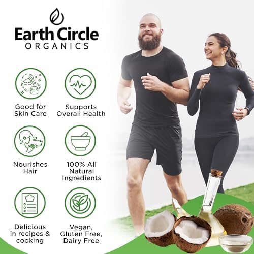 Earth Circle Organics Refined Coconut Oil - Ultra Premium Steam Refined, Keto & Paleo Friendly, Zero Coconut taste or smell - For Skin & Hair Care, Cooking, Deep Frying, Baking & More - Bulk 1 Gallon