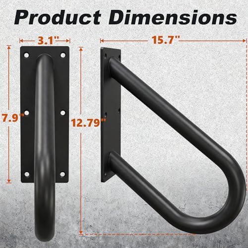 WIPHANY Handrails for Outdoor Step U Shaped Pipe Grab Hand Rails for 1-3 Steps Indoor or Outdoor Stair Wall-Mount Hand Railing for Garage Porch Patio Garden Entrance