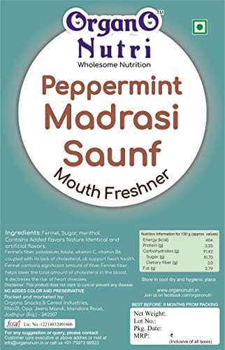 Organo Nutri Peppermint Mouth Freshener Sweet Madrasi Saunf (450 G)