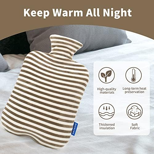 Hot Water Bottle with Soft Cover, 2L Hot Water Bag for Menstrual Cramps, Neck and Shoulder Pain Relief, Hot and Cold Therapies, Hand Feet Warmer, Gray