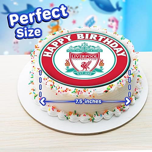 7.5 liverpool Cake Topper – Round Edible Birthday Cake Decorations, Happy Birthday Cake