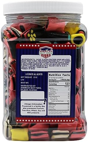 American Best Food, English Licorice Allsorts Candy, Assorted Flavors (2.5 LB) Jar