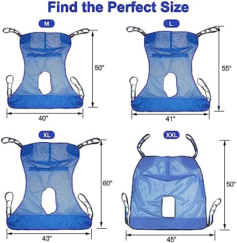 Patient Lift Slings Medical Transfer Sling for Patients Shower Bath,Large Toileting Sling,Lift Sling for Elderly Bariatric,Slings Fit Invacare/Hoyer Lift 600 lb (L)