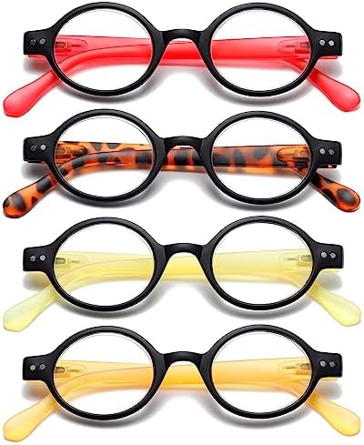 4-Pack Mini Small Round Reading Glasses Comfortable Readers for Women and Men (Multicoloured4, 1.00)
