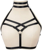 Sexy Women Harness Halter Body Harness Bra Caged Bra Cupless Bra Punk Gothic Style Strappy Bralette Black