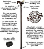Asterom Handmade Wood Walking Cane for Men - Skull King - Cool Men's Wooden Canes Fashionable Walking Stick