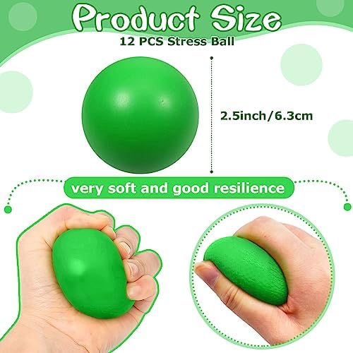 kymqlyw24 Pcs Green Foam Stress Ball Squeeze Stress Relief Balls for Kids and Adults Hand Exercise Sensory Relief Toys for Anxiety ADHD Autism （Green）