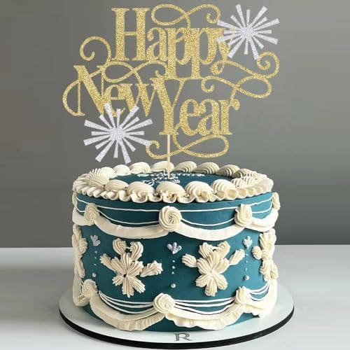 Happy New Year Cake Topper，New Year's Eve,Christmas,Happy Holidays Party Decorations ，Cheers to 2024 Cake Toppers ，2024 Happy New Year Party Decorations. (4)
