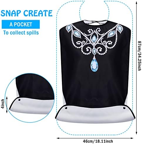 Janmercy 6 Pcs Adult Bibs for Women Washable Waterproof Bibs for Adults Clothing Protectors for Eating with Crumb Catcher Reusable Senior Elderly