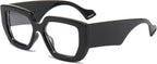 LJCZKA Thick Frame Blue Light Glasses Women Men Oversized Fashion Square Computer Glasses Anti Eyestrain Eyeglasses