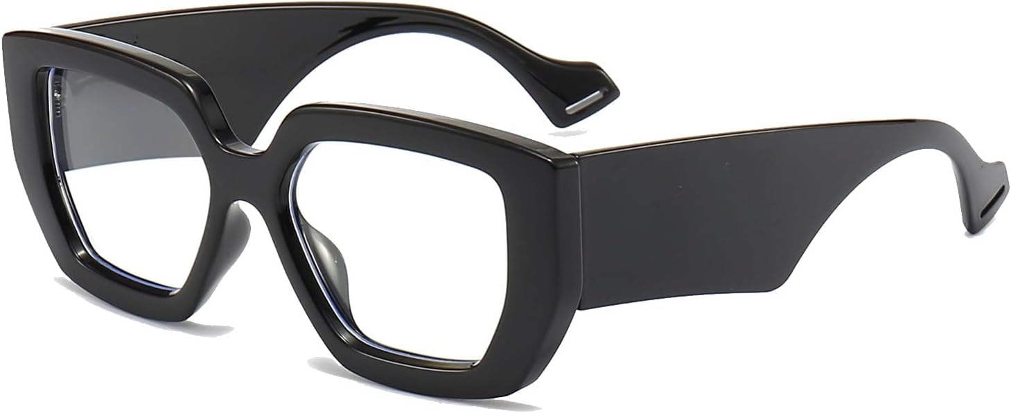 LJCZKA Thick Frame Blue Light Glasses Women Men Oversized Fashion Square Computer Glasses Anti Eyestrain Eyeglasses