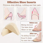 Toe Inserts for Shoes Too Big, 4 Pairs Shoe Inserts for Women Men, Foam Toe Filler, Shoe Fitters, Black and Beige