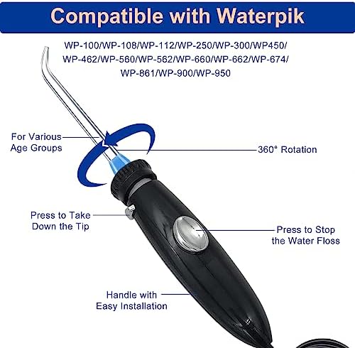 Oral Hygiene Accessories Compatible with Waterpik WP-100, WP-900 Replacement Kit for Ultra Water Flosser, Pack of 1 Handle/Hose（Black）