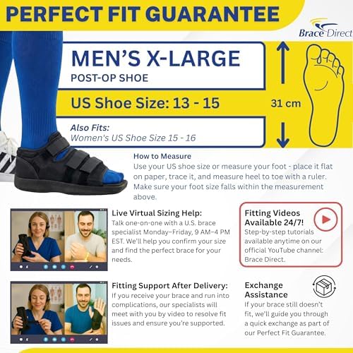 Brace Direct Post Op Shoe & Medical Foot Brace – Stress Fracture, Broken Toe & Bunion Support L3260 – Orthopedic Walking Immobilizer for Left or Right Foot (XL - MENS US SHOE: 13-15)