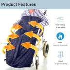 Wheelchair Warm Blanket, Lightweight Wheelchair Blanket with Zipper, Lower Body Warm for Elderly, Mobility Impaired Blue