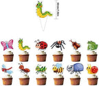 24Pcs Insects Cupcake Toppers - Cute Bee/Bugs/Snails/Ladybug Design | Summer Spring Party Decor | Ideal for Kids Birthday Party Favors & Table Accents