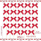 24Pcs Red Bow Cupcake Toppers Coquette Bows Cupcake Picks for Birthday Wedding Party Decor Red Ribbon Bowknot Cupcake Decorations Bridal Baby Shower Party Supplies