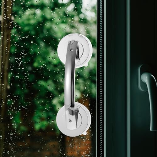 Suction Cup Door Handles 2-Pack Portable Bathroom Grab Bars for Shower Glass Doors Easy Install on Smooth Surfaces Safety Support