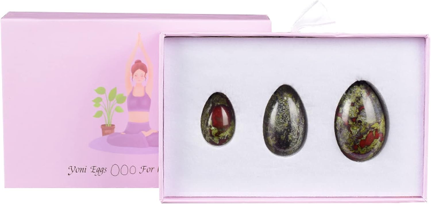 Natural Rose Quartz Yoni Egg Set Drilled Jade Eggs Women Kegel Exerciser Crystal Balls Massage Stone,Dragon Blood