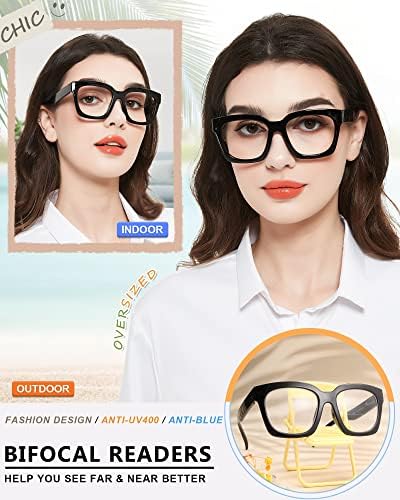 MARE AZZURO Oversized Bifocal Reading Glasses Women Blue Light Blocking Readers 1.0 1.25 1.5 1.75 2.0 2.25 2.5 2.75 3.0 3.5